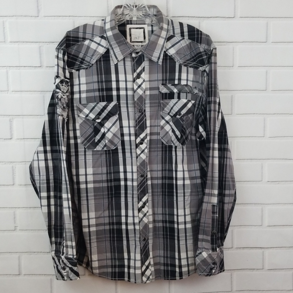 BKE Athletic Fit Pearl Snap Button Down Shirt